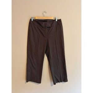 Apostrophe Stretch Brown Pinstripe Crop Pants Womens 8 Straight Leg Trousers